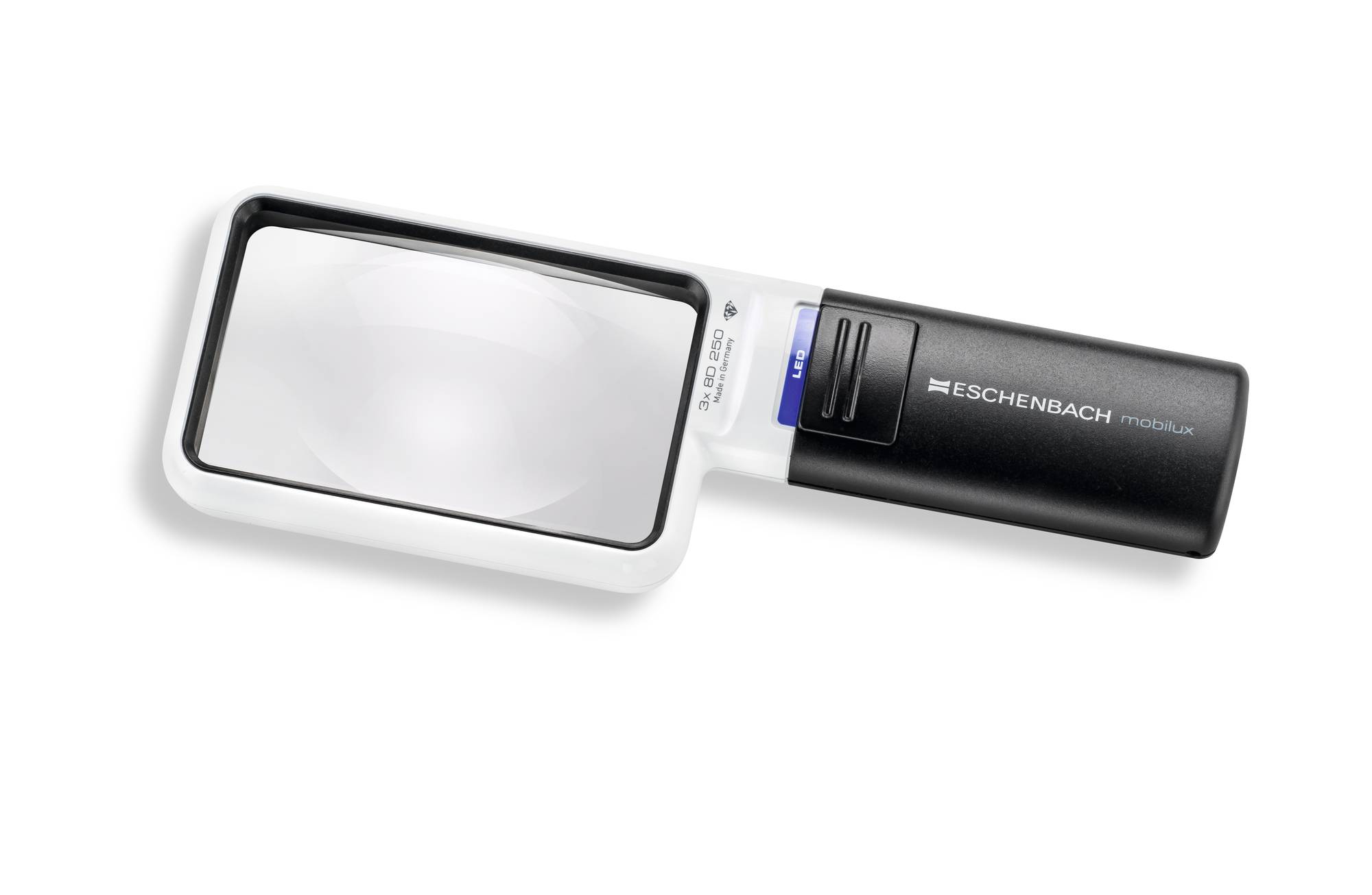 Лупа на ручке асферическая Eschenbach Mobilux LED 3x, 90x54 мм, с подсветкой