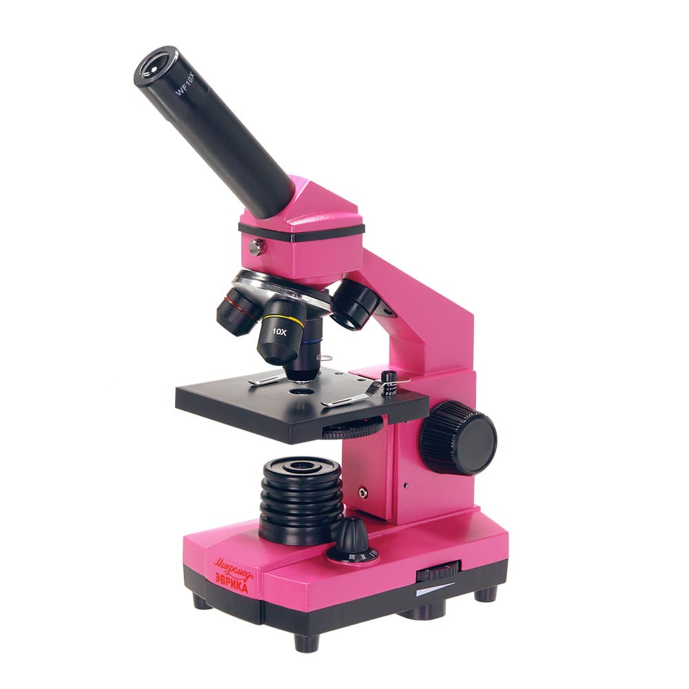 Микроскоп школьный Микромед Эврика 40х-400х в кейсе (фуксия)